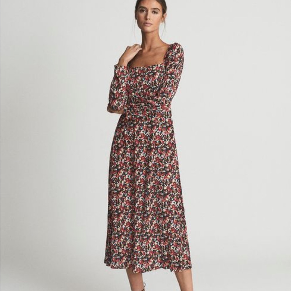 REISS Miller Square Neck Midi Dress